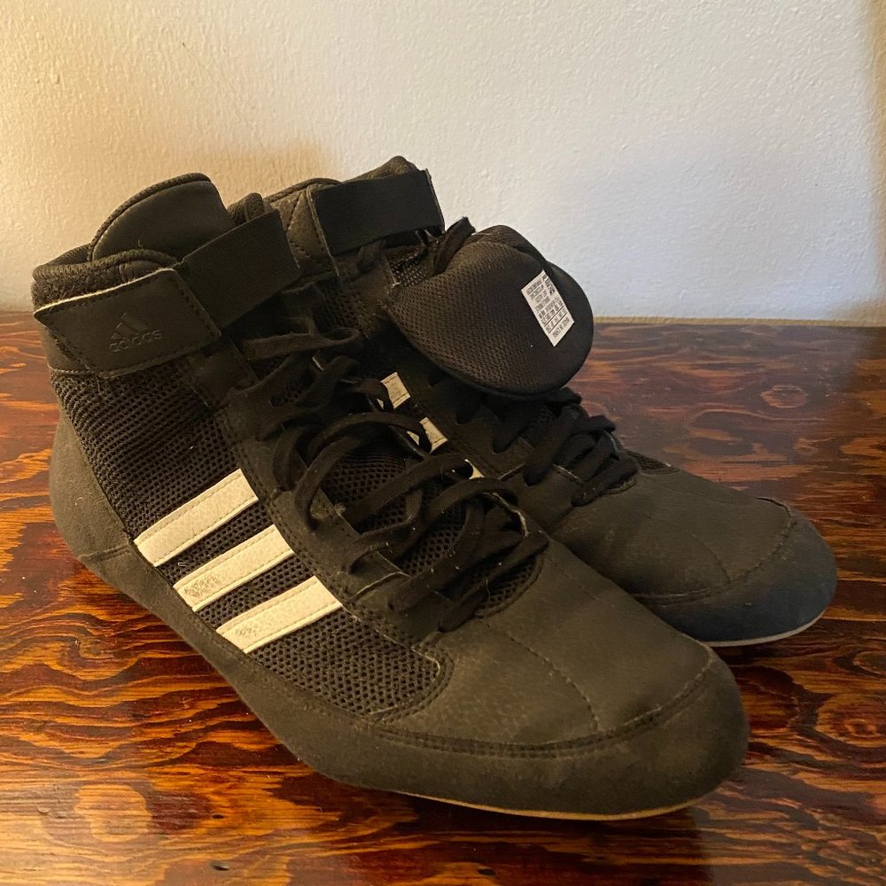 Adidas Men's HVC 2 AQ3325 Black White Wrestling Athletic Shoes Size 10.5